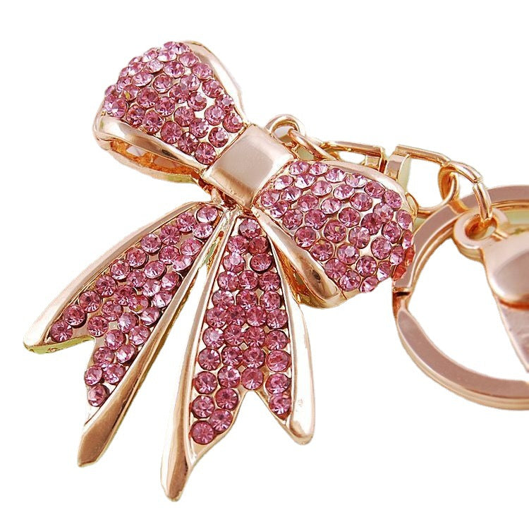 Wholesale Alloy Rhinestone Bow Keychain